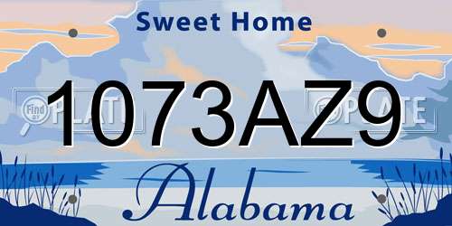 1073AZ9 Alabama License Plate