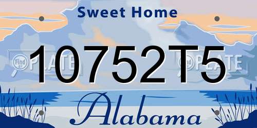 10752T5 Alabama License Plate
