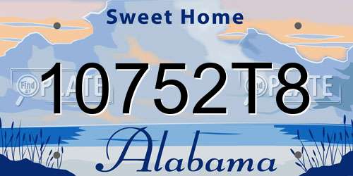 10752T8 Alabama License Plate