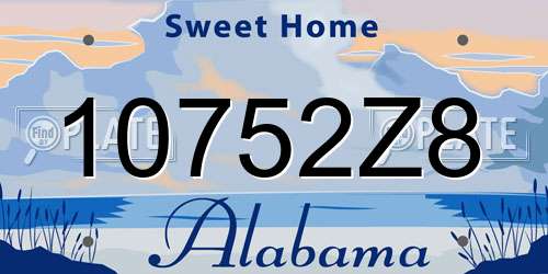 10752Z8 Alabama License Plate