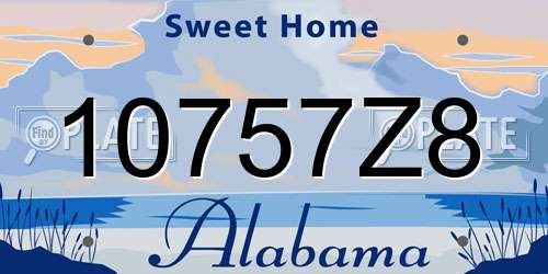 10757Z8 Alabama License Plate