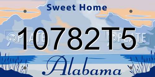 10782T5 Alabama License Plate