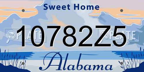10782Z5 Alabama License Plate