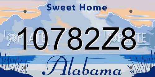 10782Z8 Alabama License Plate