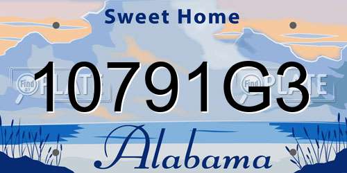10791G3 Alabama License Plate