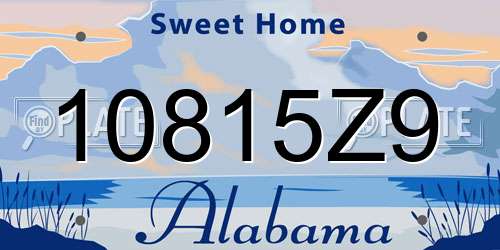 10815Z9 Alabama License Plate