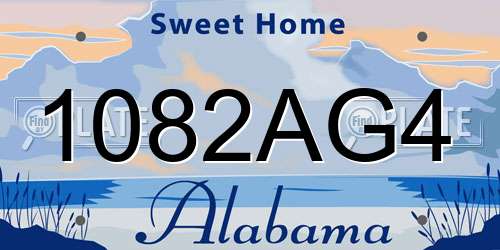 1082AG4 Alabama License Plate