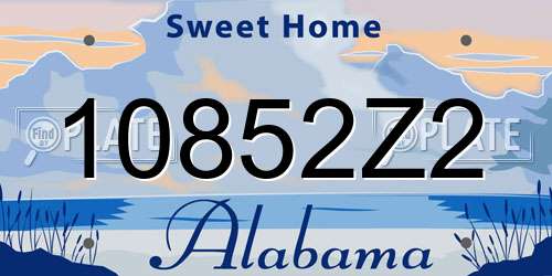 10852Z2 Alabama License Plate