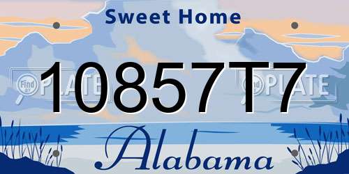 10857T7 Alabama License Plate