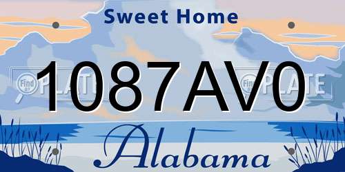 1087AV0 Alabama License Plate