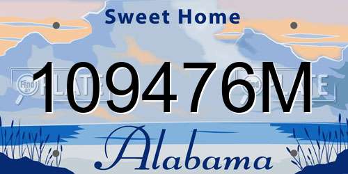 109476M Alabama License Plate