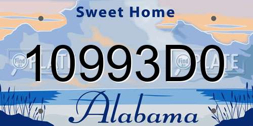 10993D0 Alabama License Plate