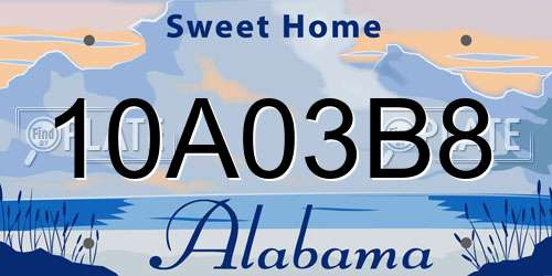 10A03B8 Alabama License Plate