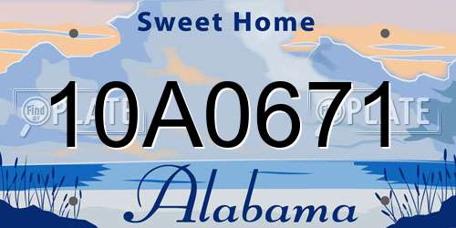 10A0671 Alabama License Plate