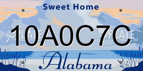 10A0C7C Alabama License Plate