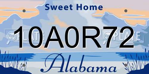 10A0R72 Alabama License Plate