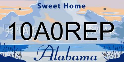 10A0REP Alabama License Plate