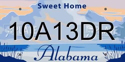10A13DR Alabama License Plate