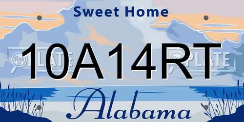 10A14RT Alabama License Plate