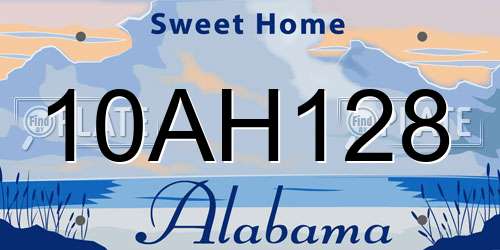 10AH128 Alabama License Plate