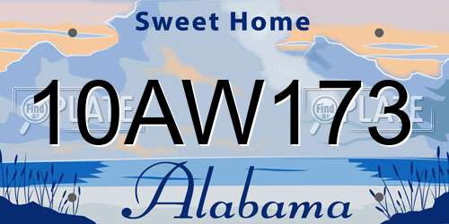 10AW173 Alabama License Plate