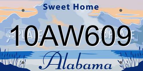 10AW609 Alabama License Plate