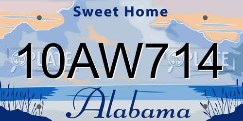10AW714 Alabama License Plate