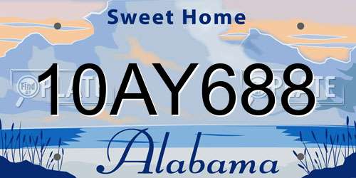 10AY688 Alabama License Plate