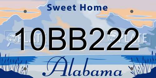 10BB222 Alabama License Plate