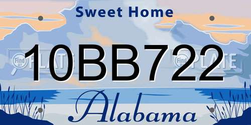10BB722 Alabama License Plate