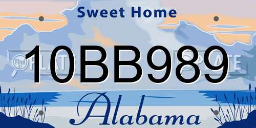 10BB989 Alabama License Plate