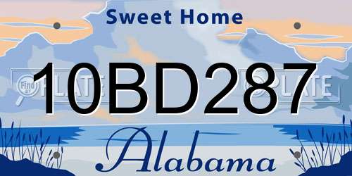 10BD287 Alabama License Plate