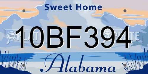 10BF394 Alabama License Plate
