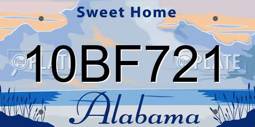 10BF721 Alabama License Plate
