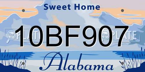 10BF907 Alabama License Plate