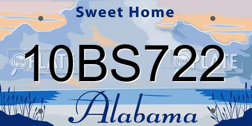 10BS722 Alabama License Plate