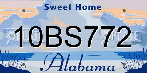 10BS772 Alabama License Plate
