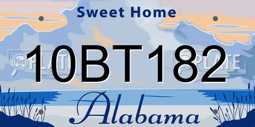10BT182 Alabama License Plate