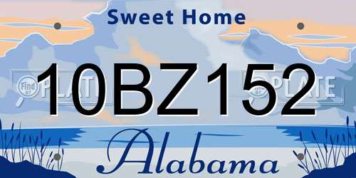 10BZ152 Alabama License Plate