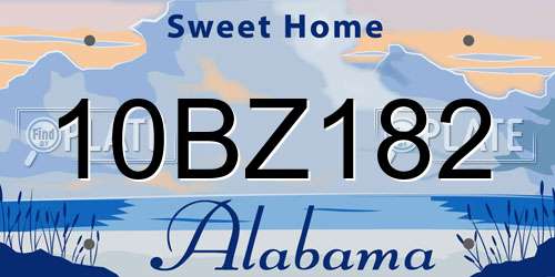 10BZ182 Alabama License Plate