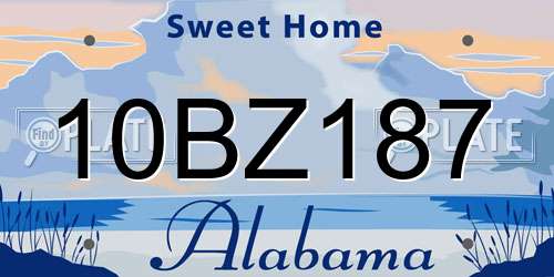 10BZ187 Alabama License Plate
