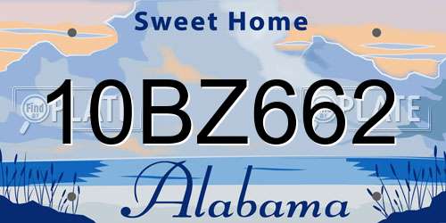 10BZ662 Alabama License Plate