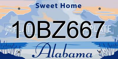 10BZ667 Alabama License Plate