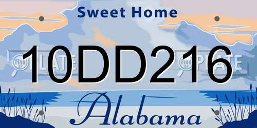 10DD216 Alabama License Plate