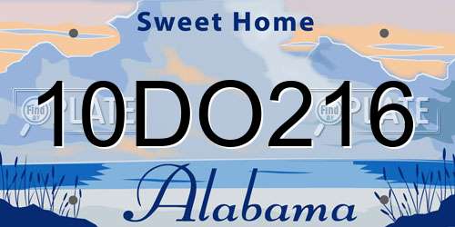 10DO216 Alabama License Plate