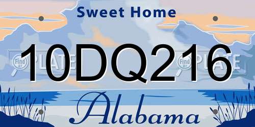10DQ216 Alabama License Plate