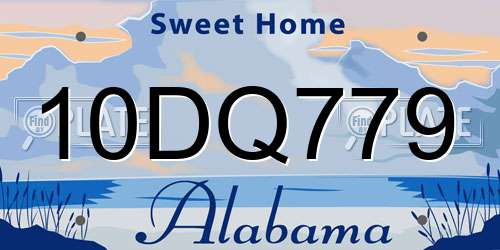 10DQ779 Alabama License Plate