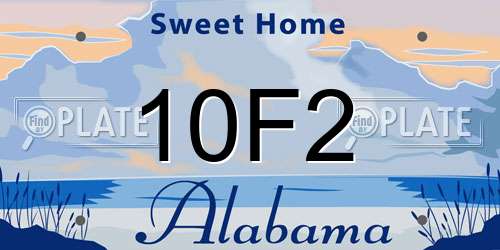 10F2 Alabama License Plate