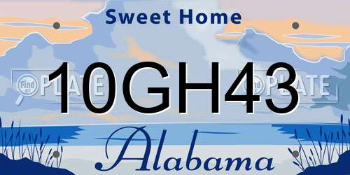 10GH43 Alabama License Plate