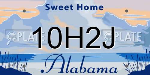 10H2J Alabama License Plate